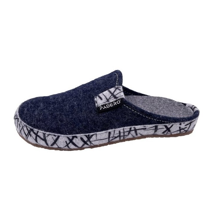 PADERO TONI-Striped Pantoffel Wollfilz Hausschuh