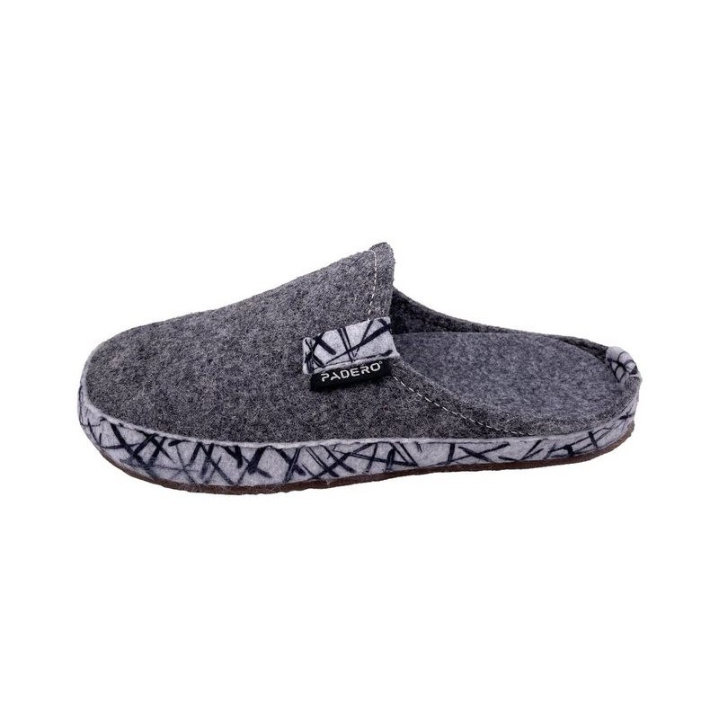 PADERO TONI-Striped Pantoffel Wollfilz Hausschuh