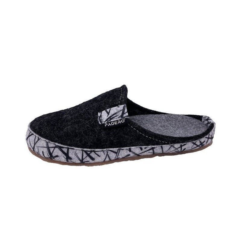 PADERO TONI-Striped Pantoffel Wollfilz Hausschuh