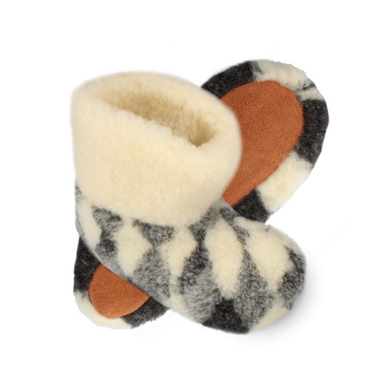 filsko Nordkapp Warme Wollsocken HausSchuhe für Damen und Herren Hausschuh mit wolle gefüttert