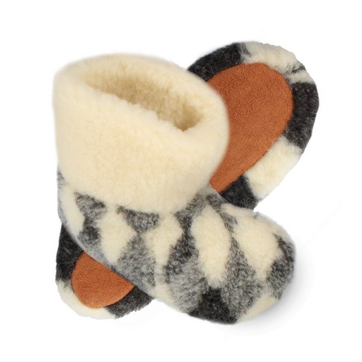 filsko Nordkapp Warme Wollsocken HausSchuhe für Damen und Herren Hausschuh mit wolle gefüttert