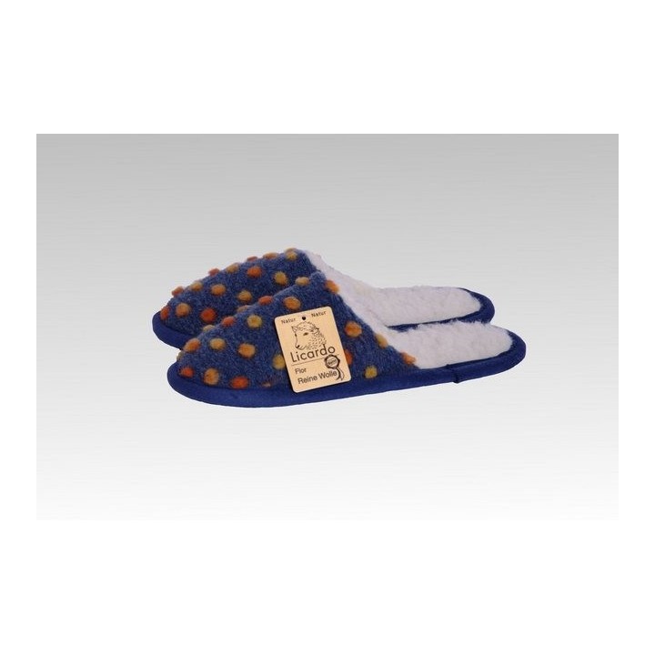 Licardo Hausschuhe Pantoffel Wolle Noppen blau Hausschuh (1 Paar, 0-tlg) für warme Füße