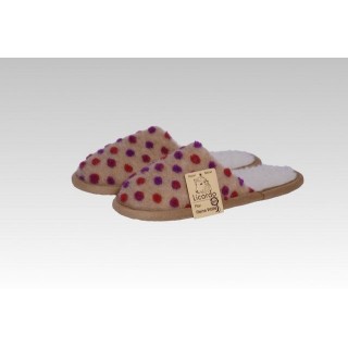 Licardo Hausschuhe Pantoffel Wolle Noppen beige Hausschuh (1 Paar, 0-tlg) für warme Füße