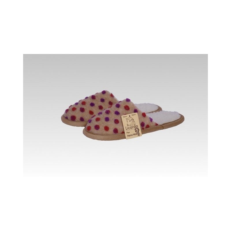 Licardo Hausschuhe Pantoffel Wolle Noppen beige Hausschuh (1 Paar, 0-tlg) für warme Füße