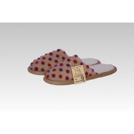 Licardo Hausschuhe Pantoffel Wolle Noppen beige Hausschuh (1 Paar, 0-tlg) für warme Füße