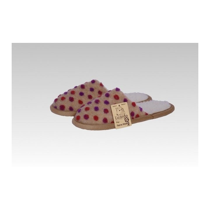 Licardo Hausschuhe Pantoffel Wolle Noppen beige Hausschuh (1 Paar, 0-tlg) für warme Füße