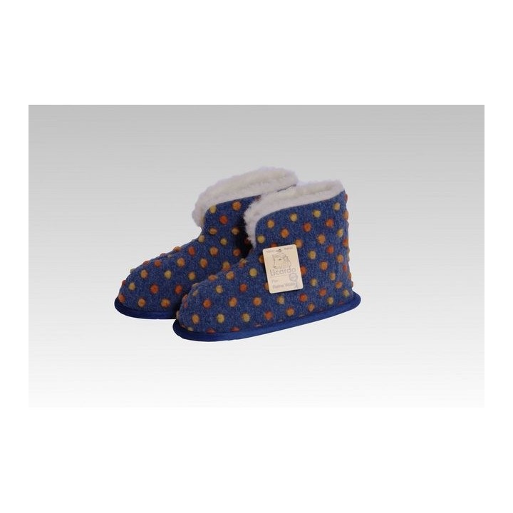 Licardo Hausschuhe Heimschuh HS 18 Wolle Noppen blau Hausschuh (1 Paar, 0-tlg) für warme Füße