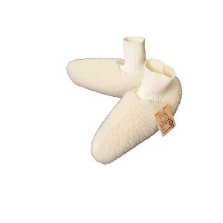 Licardo Hausschuhe Bündchen-Bettschuhe Wolle ecru Hausschuh (1 Paar, 0-tlg) für warme Füße