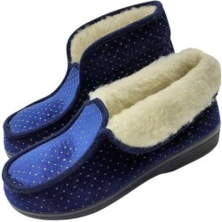 zelbut Elegante Damen Winter Hausschuhe Hüttenschuhe Schafwolle Gefüttert Hausschuh