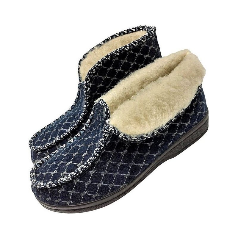 zelbut Elegante Damen Winter Hausschuhe Hüttenschuhe Schafwolle Gefüttert Hausschuh