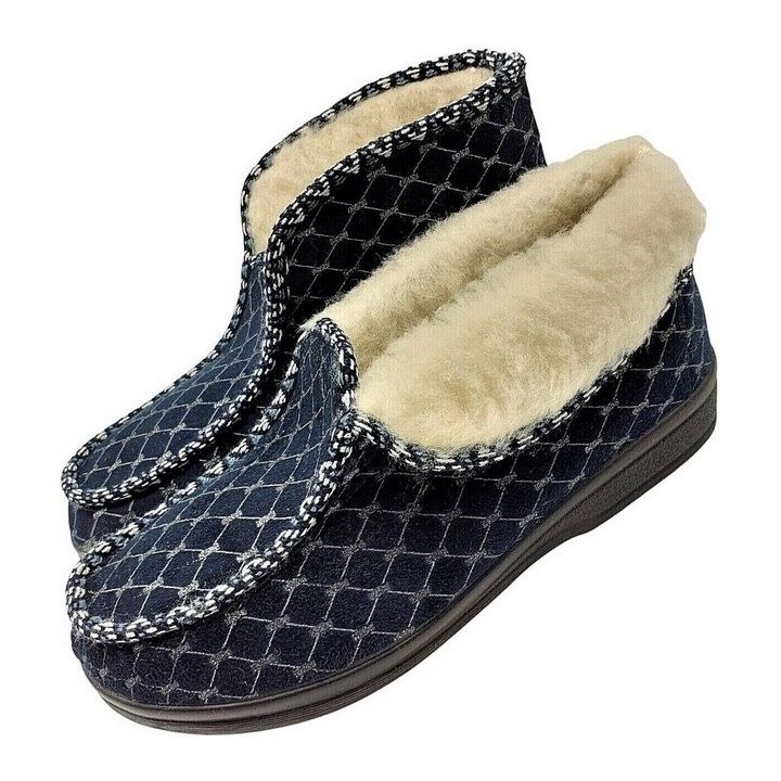 zelbut Elegante Damen Winter Hausschuhe Hüttenschuhe Schafwolle Gefüttert Hausschuh