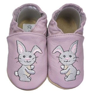 HOBEA-Germany Krabbelschuhe Hase pastell lila 20/21 (12 - 18 Monate) Krabbelsohle Krabbelschuh handgefertigt in der EU, Rutsc