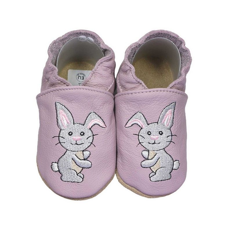 HOBEA-Germany Krabbelschuhe Hase pastell lila 20/21 (12 - 18 Monate) Krabbelsohle Krabbelschuh handgefertigt in der EU, Rutsc