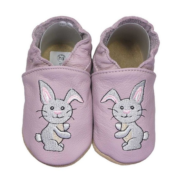 HOBEA-Germany Krabbelschuhe Hase pastell lila 20/21 (12 - 18 Monate) Krabbelsohle Krabbelschuh handgefertigt in der EU, Rutsc