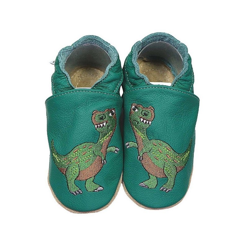 HOBEA-Germany Kitaschuhe Dinosaurier grün 20/21 (12 - 18 Monate) Kautschuksohle Lauflernschuh