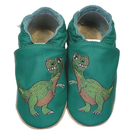 HOBEA-Germany Kitaschuhe Dinosaurier grün 20/21 (12 - 18 Monate) Kautschuksohle Lauflernschuh
