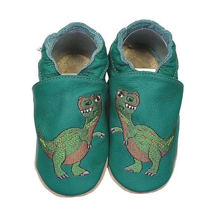 HOBEA-Germany Kitaschuhe Dinosaurier grün 20/21 (12 - 18 Monate) Kautschuksohle Lauflernschuh
