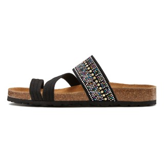 LASCANA Pantolette »Mule, Sandale, offener Schuh, Sommerschuh,«, mit Komfortkorkfußbett aus Leder und elastischen Riemen