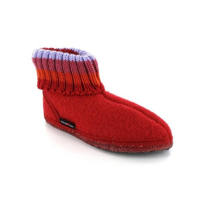 Haflinger Klassiker für Kinder Hausschuh mit Feinstrickkragen