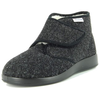 Hausschuhe schwarz Varomed-60822 schw.mel. 42