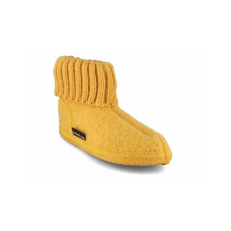 Haflinger kuscheliger Hüttenschuh für Kinder Hausschuh mit Feinstrickkragen