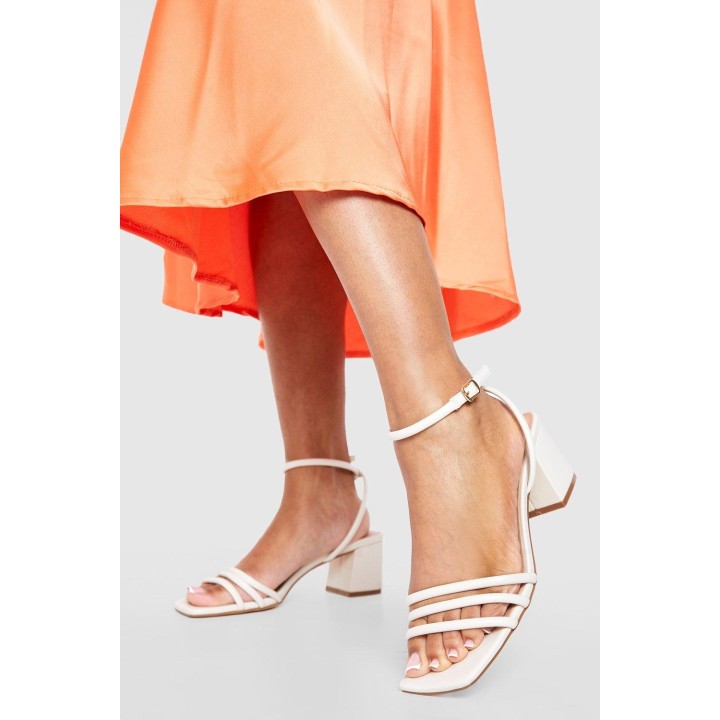 Eckige Sandalen Mit Blockabsatz - Ecru - 41, Ecru