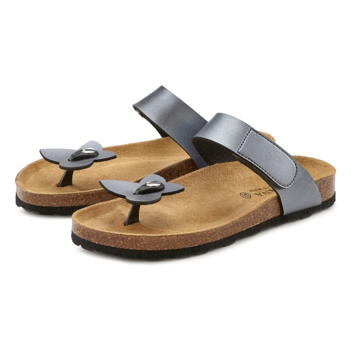 LASCANA Pantolette »Mule, Sandale, offener Schuh, Sommerschuh,«, (3 tlg.), mit Komfortkorkfußbett aus Leder und 2 abnehmbaren