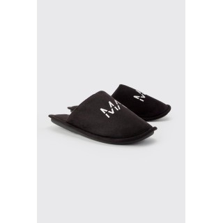 Original Man Velour-Hausschuhe - Schwarz - S, Schwarz