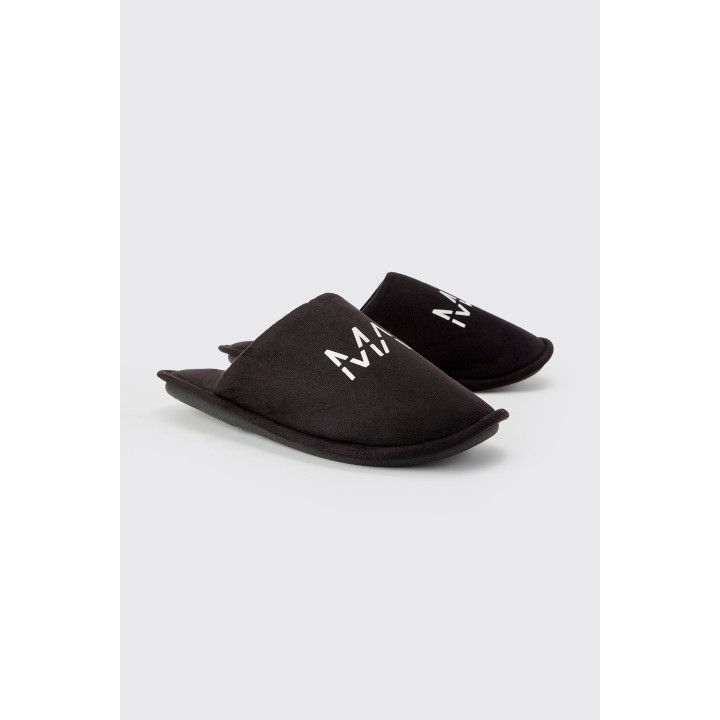 Original Man Velour-Hausschuhe - Schwarz - S, Schwarz