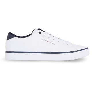 Tommy Hilfiger Sneaker "TH HI VULC CORE LOW LEATHER ESS", Freizeitschuh, Halbschuh, Schnürschuh mit Ziernähten an der Ferse
