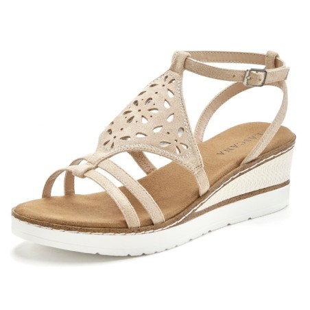 LASCANA Sandalette »Sommerschuh«, Sandalette, Sommerschuh mit Keilabsatz gepolsterter Innensohle VEGAN