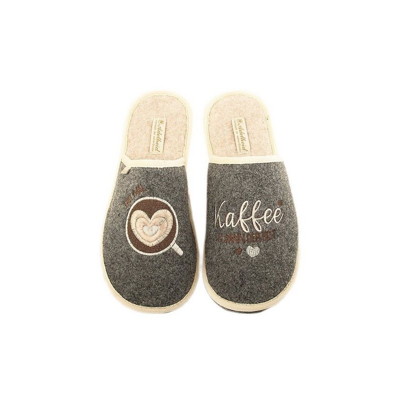ADELHEID Erst mal Kaffee Filzpantoffeln Pantoffel