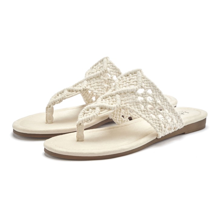 LASCANA Pantolette, Mule, Sandale, offener Schuh, Zehentrenner, trendige Häkeloptik VEGAN