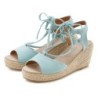 LASCANA Keilsandalette »Sommerschuh«, Sandalette, Sandale mit Keilabsatz, Bast-Optik & Schnürung VEGAN