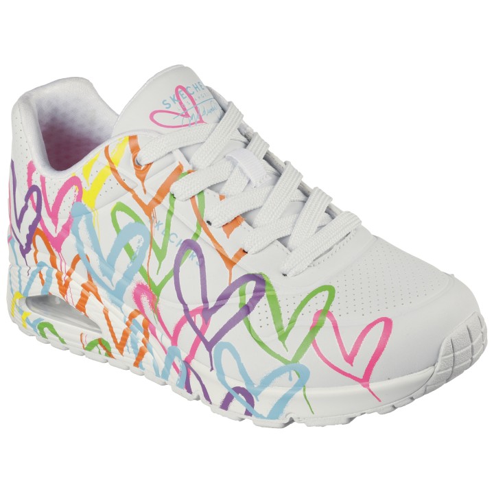 Skechers Sneaker "UNO - HIGHLIGHT LOVE", Freizeitschuh, Halbschuh, Schnürschuh mit Herzchen-Print