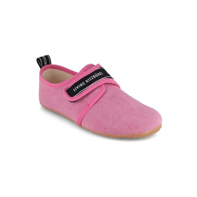 Living Kitzbühel Kinder Klettslipper LK Schriftzug, wild rose, klettverschluß, bio baum Hausschuh federleichte, luftige Konze