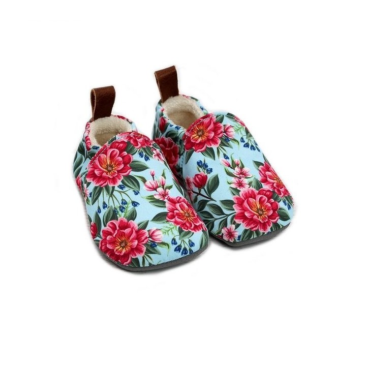 POLOLO Pololo Hausschuhe Barfußschuhe Krabbelschuhe Seaqual Blume Babyschuhe Krabbelschuh