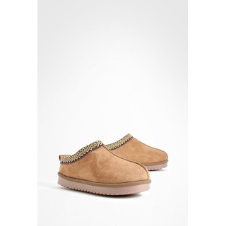 Kuschelige Mules Mit Stickerei - Chestnut - 36, Chestnut