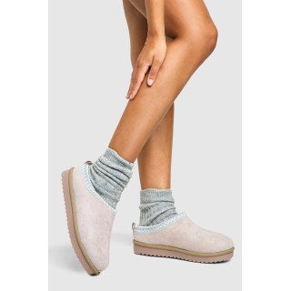 Kuschelige Mules Mit Stickerei - Grey - 36, Grey