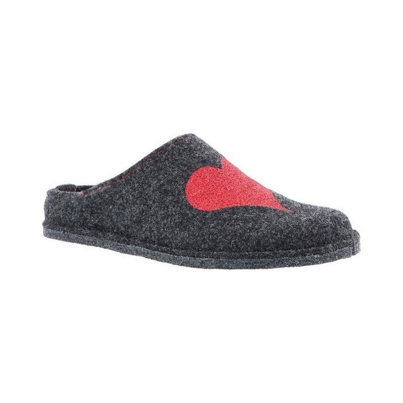 Steinnacher Bärbel Damen Pantoffel Herz und Glitter anthrazit Pantoffel