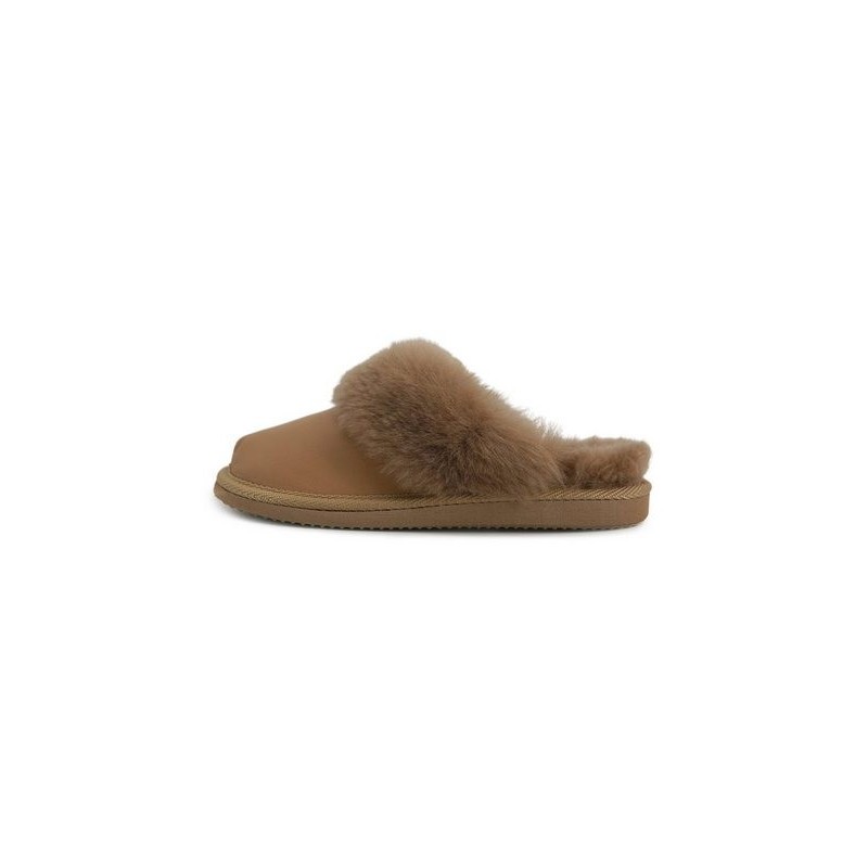 Hollert Hausschuh Damen Lammfell Hausschuhe Madeira Braun Merino Schaffell Echtleder