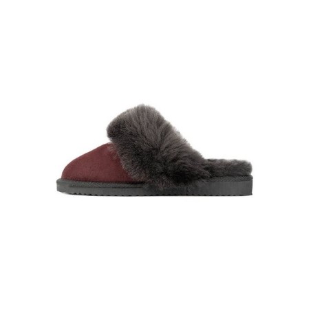 Hollert Hausschuh Damen Lammfell Hausschuhe Burgund Dunkelrot Merino Schaffell Echtleder