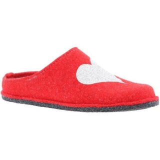 Steinnacher Bärbel Damen Filzpantoffel Herz und Glitter rot Pantoffel