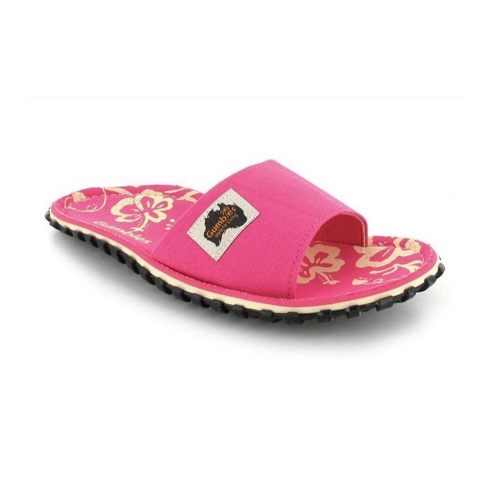 Gumbies Sommer Slides für Damen in pink hibiscus Hausschuh Nachhaltig trendige Sommerschlappen