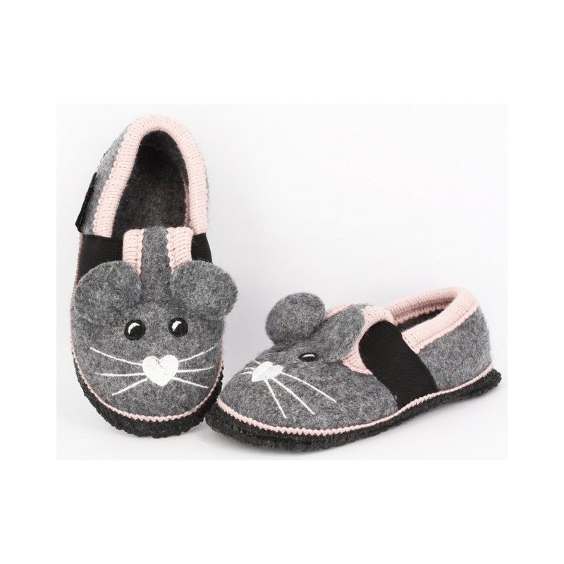 Beck Hüttenschuh Minnie Hüttenschuhe (aus Österreich, für warme Füße in der Kita, Schule und Zuhause) zum Schlupfen, Gummiein