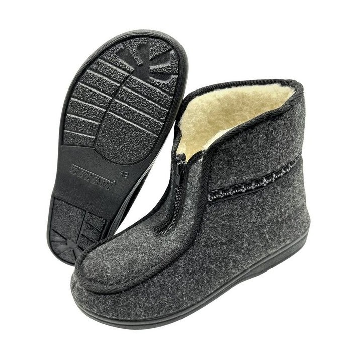 zelbut Damen Herren Winter Hausschuhe Filz Hüttenschuhe Schafwolle Gefüttert Hausschuh Hausstiefel mit Schurwolle