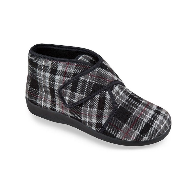 PADERO Herren Klettschuhe Hausschuh weit geschnitten