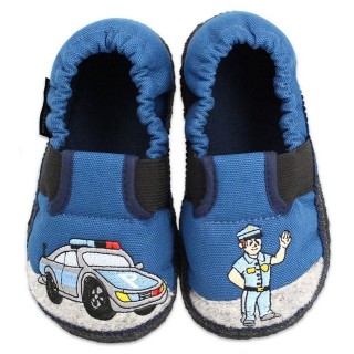 Beck Baumwollslipper Polizei Hüttenschuhe (für Kita, Schule und Zuhause geeignet) reine Baumwolle, Ganzjahres-Hausschuh, mit