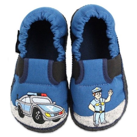 Beck Baumwollslipper Polizei Hüttenschuhe (für Kita, Schule und Zuhause geeignet) reine Baumwolle, Ganzjahres-Hausschuh, mit