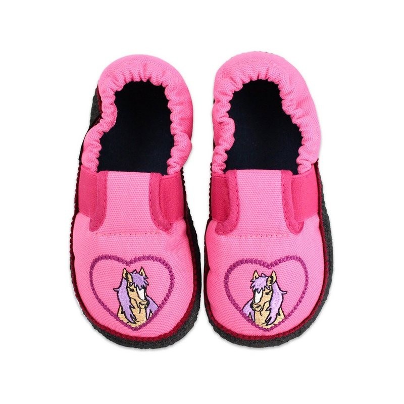 Beck Baumwollslipper Pferdchen Hüttenschuhe (mit rutschfester Laufsohle, Qualität aus Österreich)